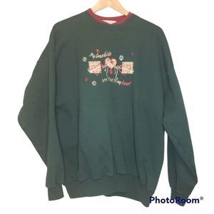 Grandmacore Grandma Green Burgundy Sweatshirt Extra Large XL